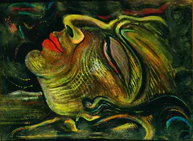 Khastgir, Sudhir (Artist). Buddha's Head, late 1940s | Painting
