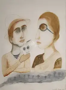 Lajmi, Lalitha (Artist). Clown I & II, 2017 | Painting