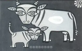 Roy, Jamini (Artist). Cow & Calf, c.1940 | Painting
