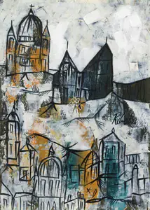 Ribeiro, Lance (Artist). Untitled (Landscape with Dome), 1961 | Painting