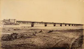 Bourne, Samuel (Photographer). Railway Bridge over the Markunda near Umballa, c.1865-1866 | Antiquarian Photograph