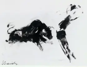 Shaikh, Aslam (Artist). Bullfight, n.d. | Painting