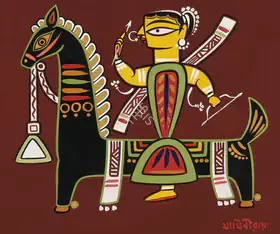 Roy, Jamini (Artist). Untitled (Woman on Horseback), n.d. | Painting