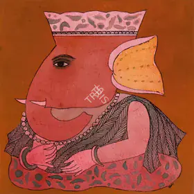 Narayan, Badri (Artist). Sri Ganeshji with a Rosary, 2003 | Painting
