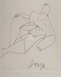 Souza, F.N. (Artist). Reclining Nude, n.d. | Drawing