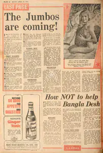 Abbas, Khwaja Ahmad (Columnist). The Jumbos are Coming !. In <i>Blitz - India's Greatest Weekly.</i> p. 24. Bombay: R.K. Karanjia, 24 April 1971 | Essay | CinemaEducation | 00465583