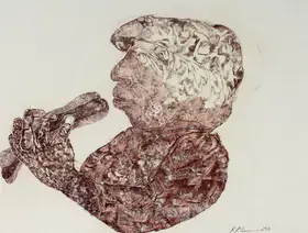 Khanna, Krishen (Artist). Man Eating Hotdog, 1993 | Drawing