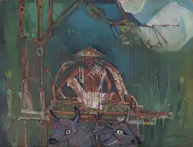 Ray, Shyamal Dutta (Artist). Bullock Cart, 1991 | Painting