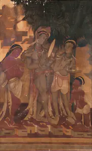 Unknown (After Ajanta) (Artist). Jewelled Princess with Maidens, Cave No. XVII, c.1926 | Painting