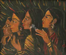 Khastgir, Sudhir (Artist). Four Girls, 1947 | Painting