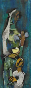 Husain, M.F. (Artist). Untitled (Mother and Child), 1960 | Painting