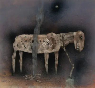 Pyne Ganesh Artist The Animal Tempera on canvas laid on card 1972 Painting 00867586