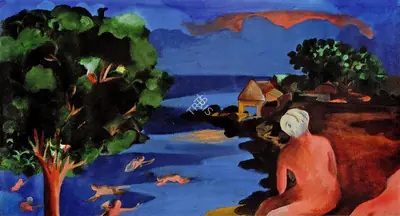 Khakhar, Bhupen P. (Artist). Bathers, 1992 | Painting