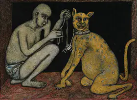 Chowdhury, Jogen (Artist). His Masters Leopard, 1988 | Drawing