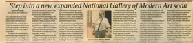 Kalra, Vandana (Reporter). Step into A New, Expanded National Gallery of Modern Art Soon, 26 September 2008 | Newspaper Clipping | 00850233