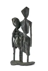 Hore Somnath Artist Brother and Sister Bronze 1985 Sculpture EconomicsArt 00869970