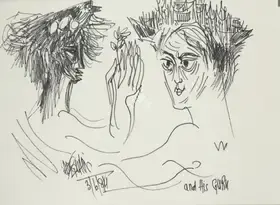 Sadequain (Artist). Sadequain And His Guru, n.d. | Drawing