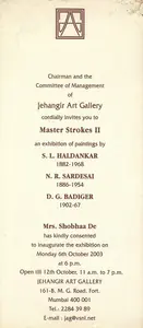 Jehangir Art Gallery (Organiser). Master Strokes II, 2003 | Group Exhibition Invitation | 00858858