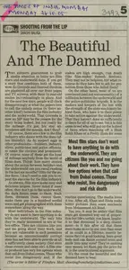 Baliga, Shashi (Reporter). The Beatuful and the Damned, 24 October 2005 | Newspaper Clipping | 00850304