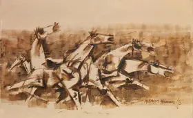 Husain, M.F. (Artist). Untitled (Horses), c.1970 | Painting