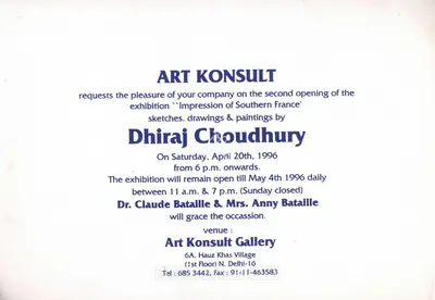 Choudhury, Dhiraj (Artist). Impression of Southern France, 1996 | Solo Exhibition Invitation | 00858989