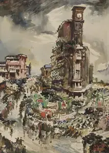 Joshi, M.S. (Artist). Ganesh Visarjan Procession, n.d. | Painting