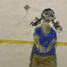 Mani, J. M. S. (Artist). Untitled (Girl and Kite), 1989 | Painting