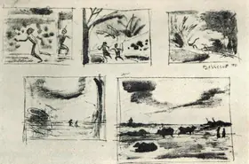 Ray, Satyajit (Artist). From the Series of Wash Drawing by Ray serving as Screenplay for Pather Panchali, 1990s | Drawing