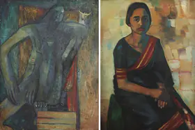 Broota, Rameshwar (Artist). Untitled (Man Seated); Portrait Of Shobha Broota (Verso), 1977 | Painting