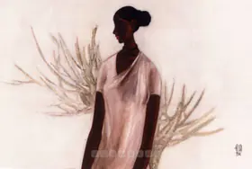 Prabha, B. (Artist). Untitled (Girl), 1960 | Painting