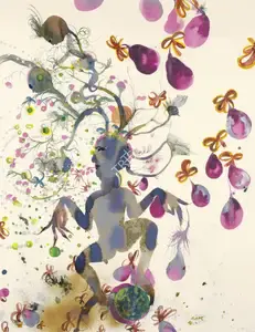 Banerjee, Rina (Artist). The Strain Of Fruit Eaten Twice Produced More And More, 2003 | Painting
