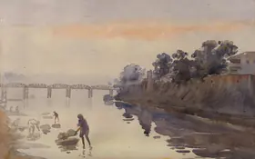 Haldankar, S.L. (Artist). Dhobis in a River near Bombay, 1916 | Painting