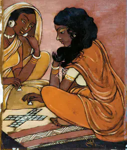 Haldar, A.K. (Artist). The Players, late 1940s | Painting