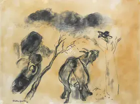 Gowda, Sheela (Artist). Untitled (Rural Landscape), 1984 | Painting