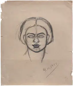 Sher-Gil, Amrita (Artist). Self-Portrait, 1927 | Drawing