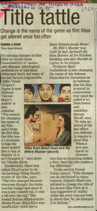 Khan, Rubina A. (Reporter). Title Tattle, 13 October 2005 | Newspaper Clipping | 00855073