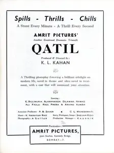 Kumar, Shanti (Director), Qatil, 1944 | Advertisement