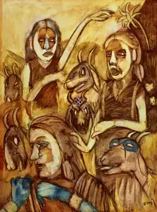 Subramanyan, K.G. (Artist). Girls and Goats, 1991 | Painting