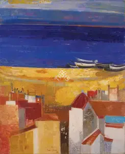Burman, Sakti (Artist). Untitled (The Seaside), 1960 | Painting