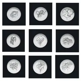 Patel, Dashrath (Artist). A Set of Nine Ceramic Plates, n.d. | Sculpture