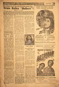 Ernie Haller "Hollers" !. In <i>Blitz - Asia's Foremost News Magazine.</i> p. 19. Bombay: R.K. Karanjia, 04 October 1952 | Film Review | CinemaEducation | 00144182