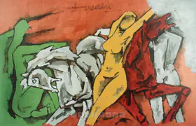 Husain, M.F. (Artist). Three Graces, n.d. | Painting