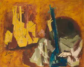 Husain, M.F. (Artist). Untitled (Sitar Players), 1970 | Painting