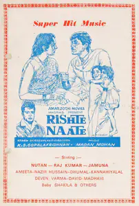 Sabarnathan, K.S. (Producer), Rishte Naate, 1965 | Cyclostyled Lyrics Leaflet