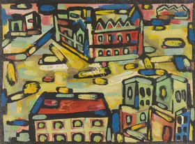 Souza, F.N. (Artist). Untitled (Cityscape), n.d. | Painting
