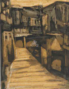 Ramkumar (Artist). Untitled (Benares Ghats), 1960 | Drawing