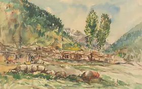 Sultan, Sheikh Mohammed (Artist). Untitled (Kashmir Landscape), 1968 | Painting