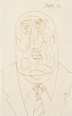 Souza, F.N. (Artist). Untitled (Head), 1962 | Drawing
