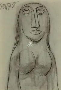 Souza, F.N. (Artist). Untitled (Woman), 1956 | Drawing
