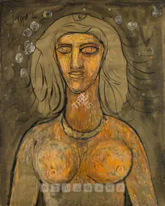 Souza, F.N. (Artist). Bust Of A Young Woman, 1964 | Painting